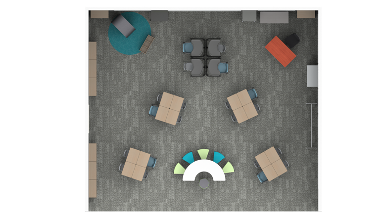 Elementary Classroom with Motor Accommodations Desk - Plan View